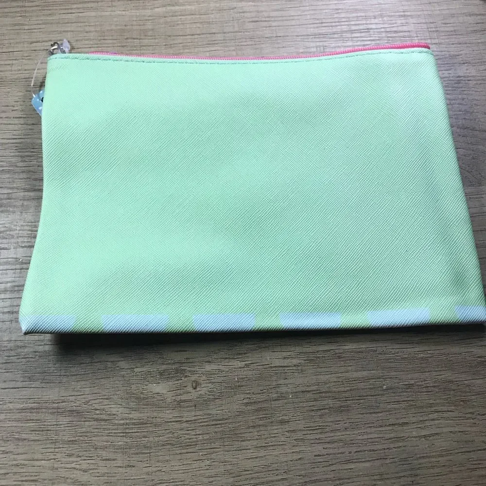 Chic Cat Makeup Bag Pouch with Purple and Green Design